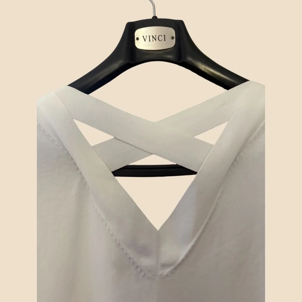 Lafayette 148 New York White Three-Quarter Sleeve Top, Size Small